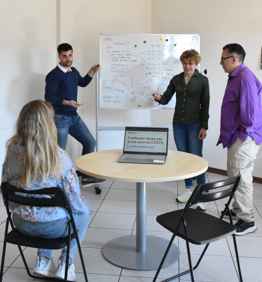 Il team Stilnovo Lab con un cliente